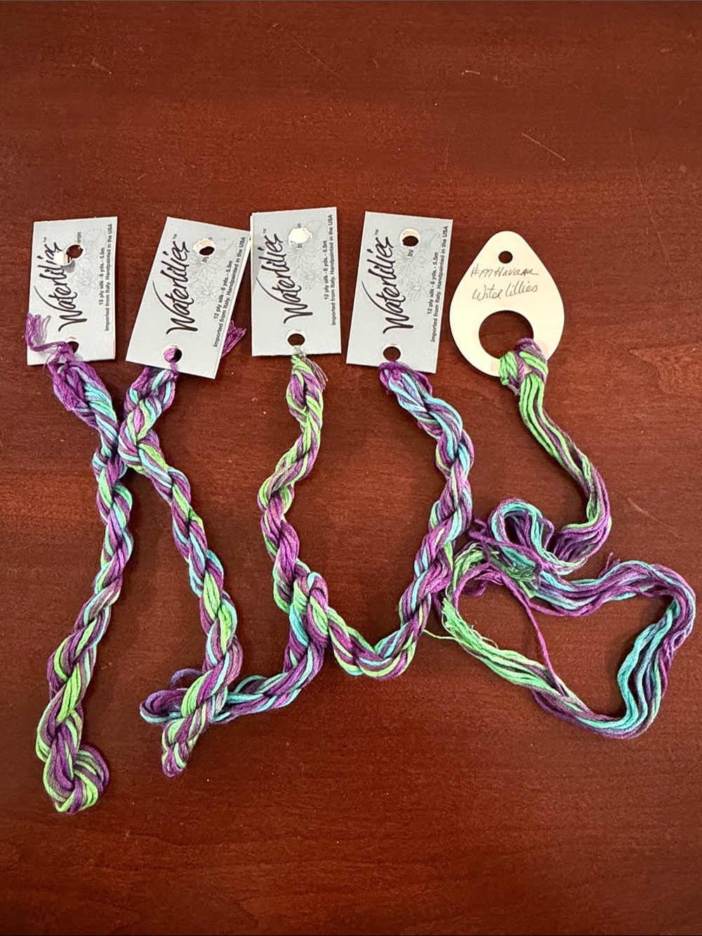 Waterlilies Hand-Dyed Embroidery Floss Bundle in Purple, Green & Teal